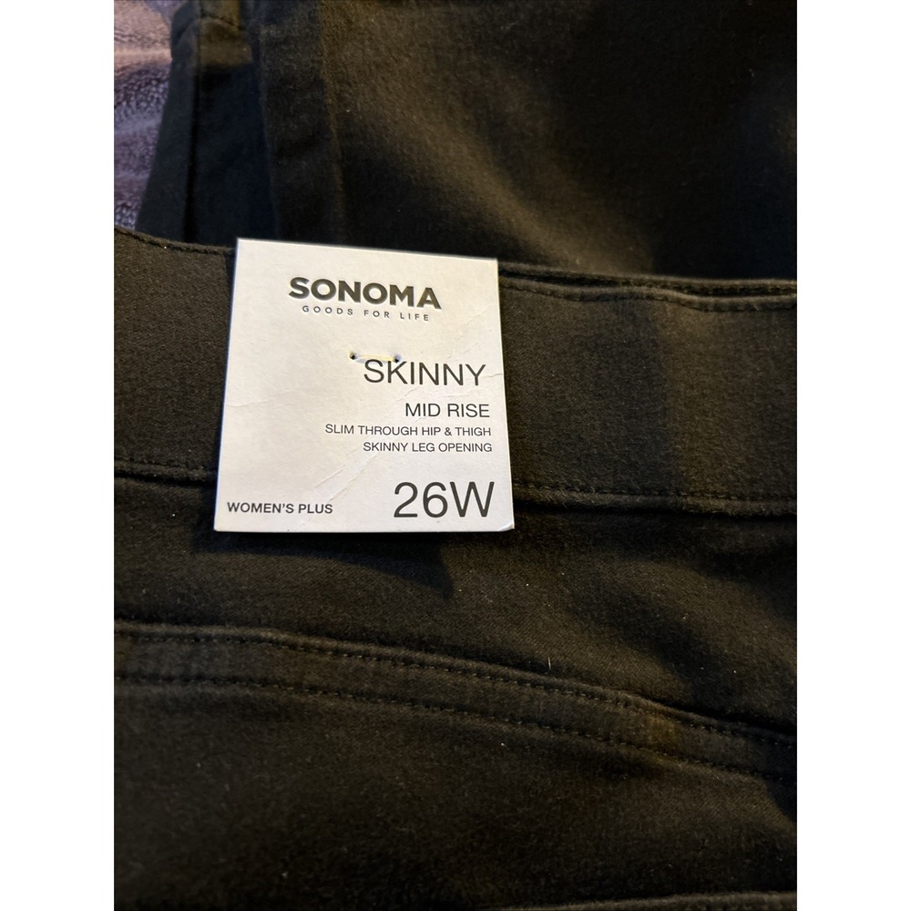 NWT Womens Plus Jeans 26W Sonoma Jeans Skinny Mid Rise Black SuperStretch